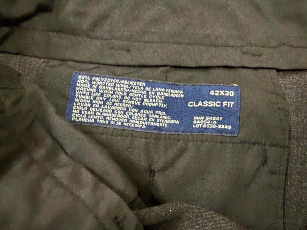 Stafford Performance Dress Pants Mens 42x30 Brown Wool Blend Classic Fit Black - Picture 8 of 13